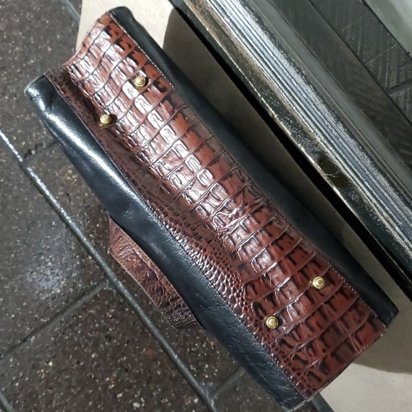 BRAHMIN BLACK  BROWN PURSE CLASSIC SHOULDER BAG - Picture 8 of 13